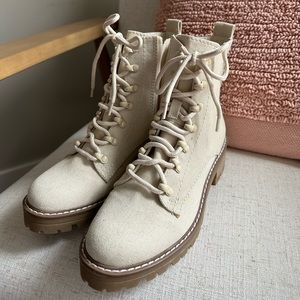 Cute beige combat boots